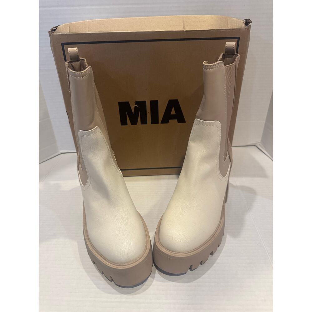 Mia Womens Remi Faux Leather Block Heel Mid-Calf Boots size 11M, beige&vory nib - Picture 6 of 10